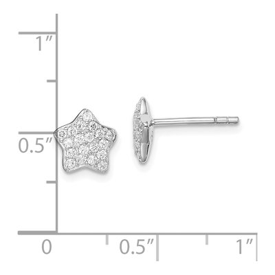 Sterling Silver CZ Star Stud Earrings – view 4