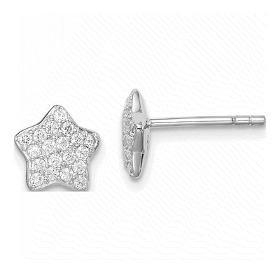 Sterling Silver CZ Star Stud Earrings