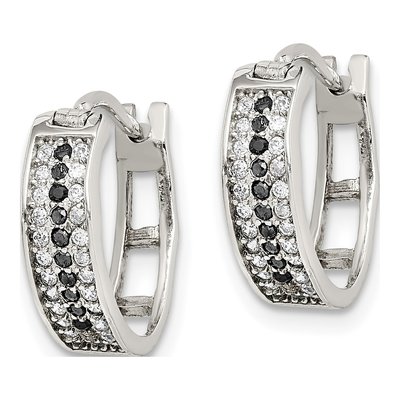 Sterling Silver 12mm CZ Huggie Hoop Earrings – view 3