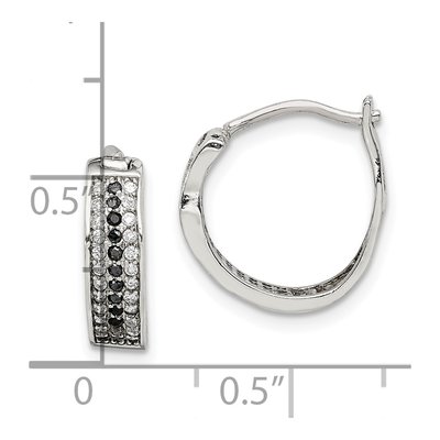 Sterling Silver 12mm CZ Huggie Hoop Earrings – view 5