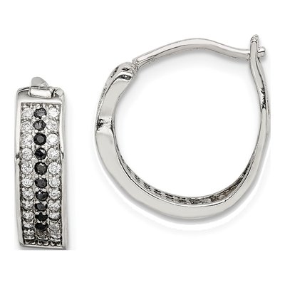 Sterling Silver 12mm CZ Huggie Hoop Earrings