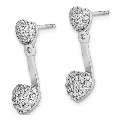 Sterling Silver CZ Heart Dangle Earrings – view 3