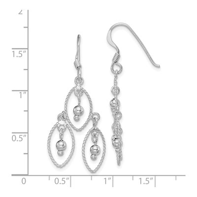 Sterling Silver Textured Beaded Dangle Earrings – view 5