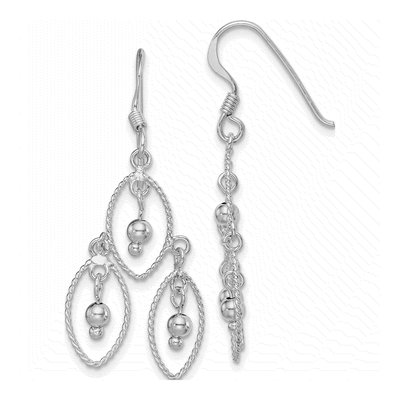 Sterling Silver Textured Beaded Dangle Earrings