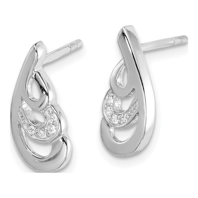 Sterling Silver CZ Swirl Dangle Earrings – view 3
