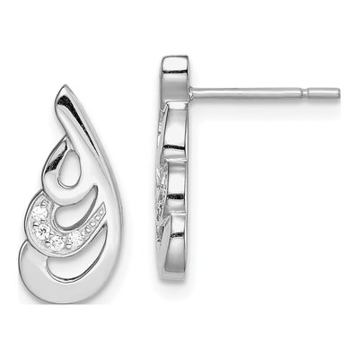 Sterling Silver CZ Swirl Dangle Earrings