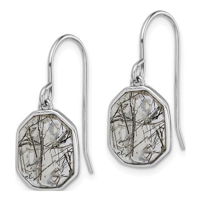 Sterling Silver Tourmalinated Quartz Dangle Earrings – view 3