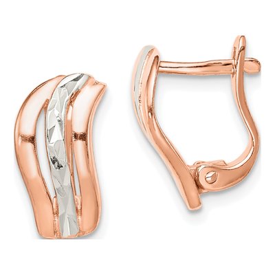 Rose Gold-Plated Sterling Silver 14mm Diamond-Cut Hoop Earrings