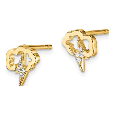 Sterling Silver Gold-Tone Cz Storm Cloud Post Earrings – view 3