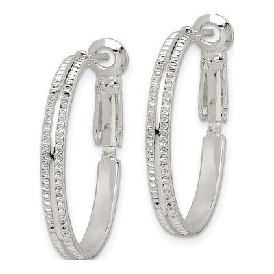 Sterling Silver 25mm Milgrain Omega Hoop Earrings – view 3