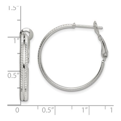 Sterling Silver 25mm Milgrain Omega Hoop Earrings – view 5