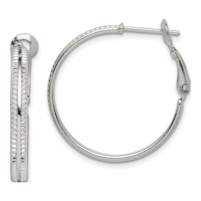 Sterling Silver 25mm Milgrain Omega Hoop Earrings