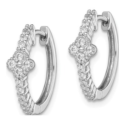 Sterling Silver 16mm CZ Huggie Hoop Earrings – view 3