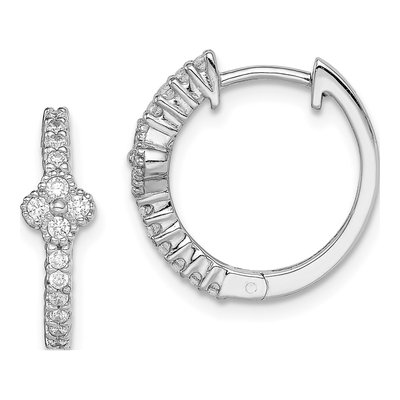 Sterling Silver 16mm CZ Huggie Hoop Earrings