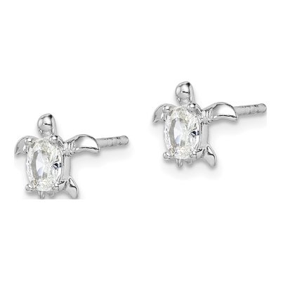 Sterling Silver CZ Turtle Post Earrings – view 3