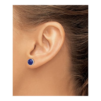 Sterling Silver Lapis Stud Earrings – view 4