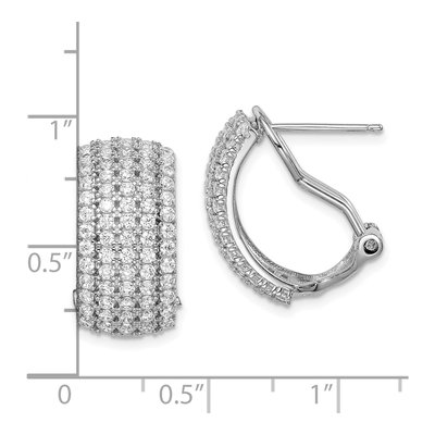 Sterling Silver 19mm CZ 5-Row Omega Back C- Hoop Earrings – view 6