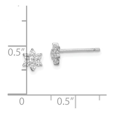Sterling Silver Round CZ Flower Stud Earrings – view 6