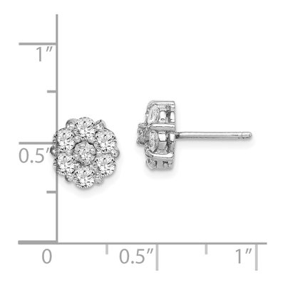 Sterling Silver Round CZ Flower Cluster Stud Earrings – view 6