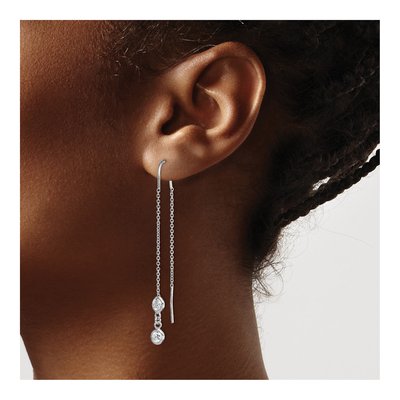Sterling Silver CZ Threader Earrings – view 5