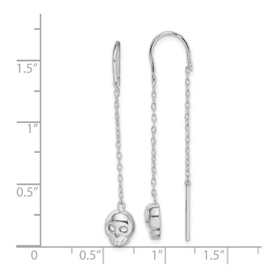 Sterling Silver Skull Threader Earrings – view 5