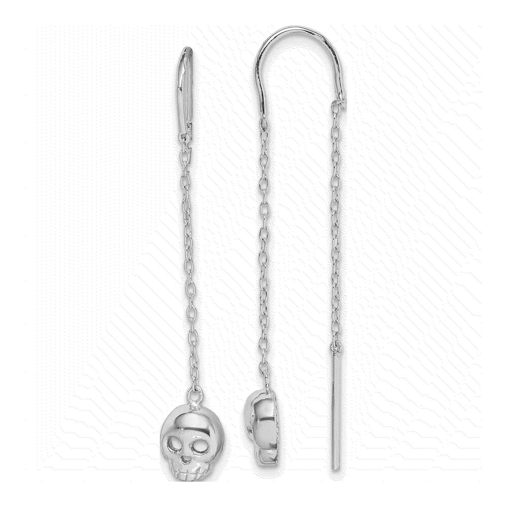 Sterling Silver Skull Threader Earrings