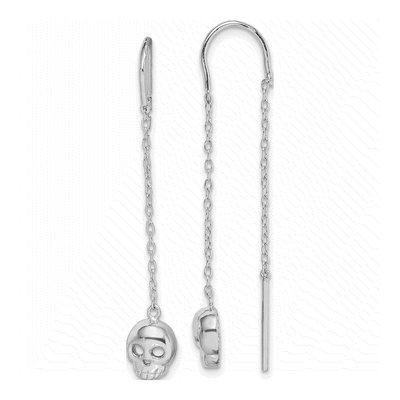 Sterling Silver Skull Threader Earrings