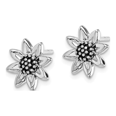 Sterling Silver Sunflower Stud Earrings – view 3