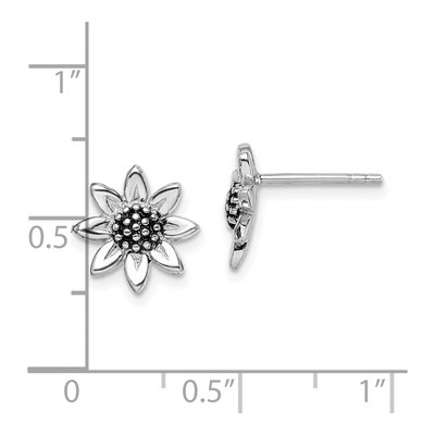 Sterling Silver Sunflower Stud Earrings – view 6