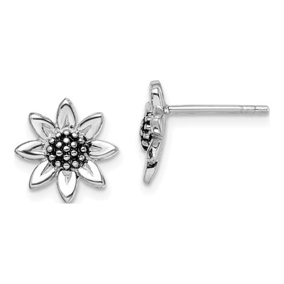 Sterling Silver Sunflower Stud Earrings