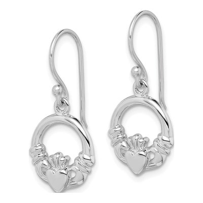 Sterling Silver Claddagh Dangle Earrings – view 3