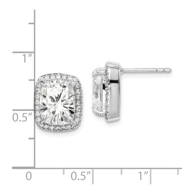 Sterling Silver Round CZ Cushion Halo Stud Earrings – view 6