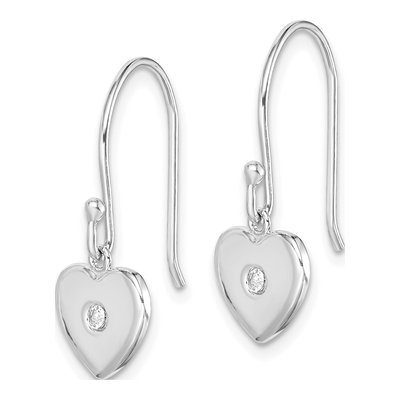 Sterling Silver CZ Heart Dangle Earrings – view 3