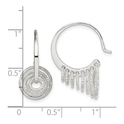 Sterling Silver 27mm Diamond-Cut Circle Threader Earrings – view 5