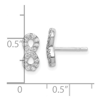 Sterling Silver Round CZ Infinity Stud Earrings – view 3