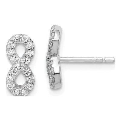 Sterling Silver Round CZ Infinity Stud Earrings