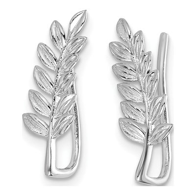 Sterling Silver Leaf Ear Climber Threader Earrings – view 3