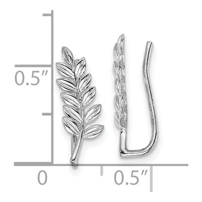 Sterling Silver Leaf Ear Climber Threader Earrings – view 6