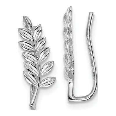 Sterling Silver Leaf Ear Climber Threader Earrings
