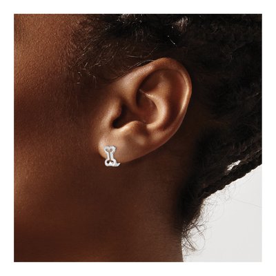 Sterling Silver 9.5mm Bone Hoop Earrings – view 5