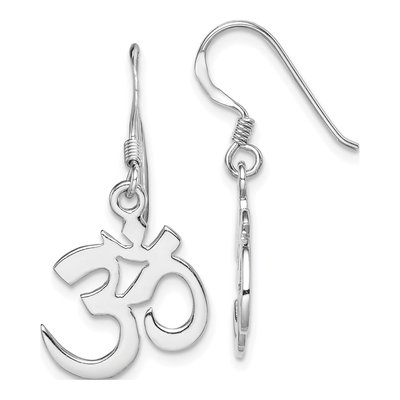 Sterling Silver OM Symbol Dangle Earrings