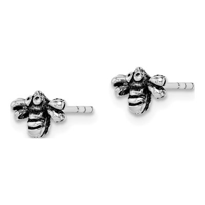 Sterling Silver Antiqued Bee Stud Earrings – view 3