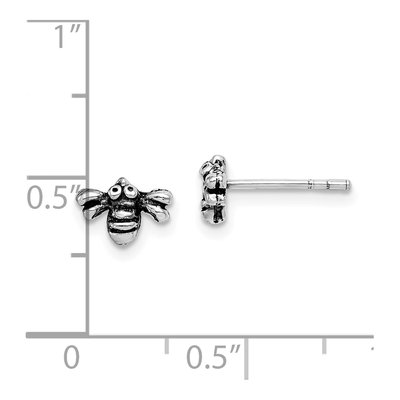 Sterling Silver Antiqued Bee Stud Earrings – view 6
