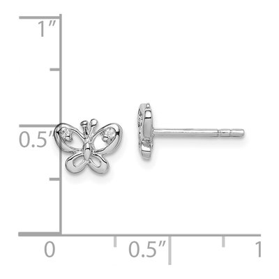Sterling Silver Round CZ Butterfly Stud Earrings – view 6
