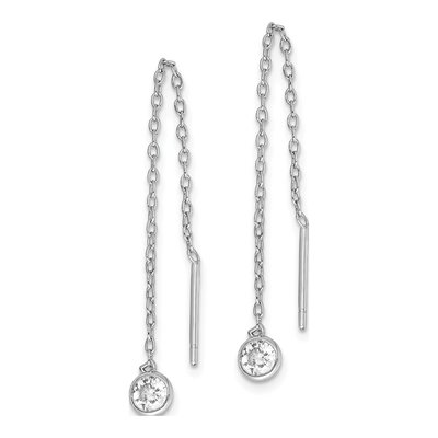 Sterling Silver CZ Bezel Threader Earrings – view 3