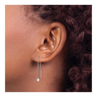 Sterling Silver CZ Bezel Threader Earrings – view 5