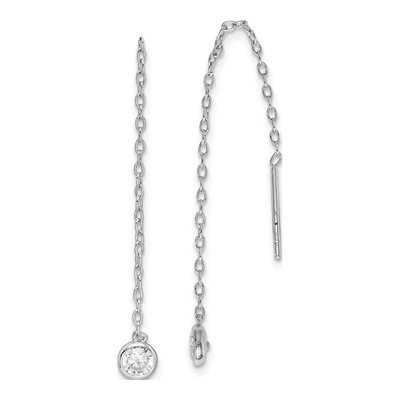 Sterling Silver CZ Bezel Threader Earrings