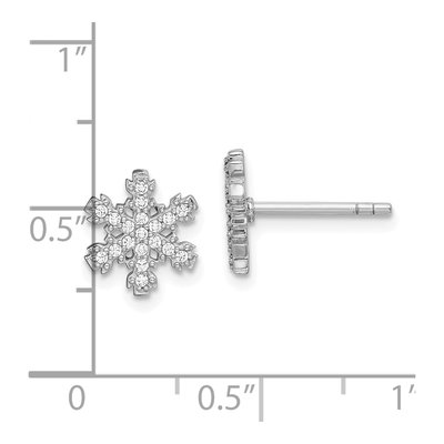 Sterling Silver Round CZ Snowflake Stud Earrings – view 6
