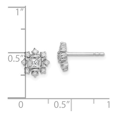 Sterling Silver Round CZ Snowflake Stud Earrings – view 6