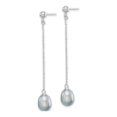 Sterling Silver Grey Freshwater Cultured Pearl Teardrop Dangle Earrings – view 3